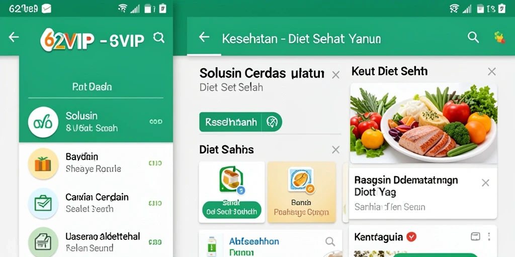 Tampilan antarmuka aplikasi Diet Sehat 62VIP yang menarik.