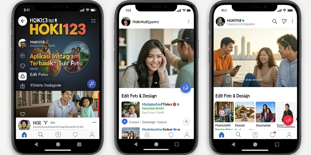 Tampilan aplikasi HOKI123 dengan fitur filter Instagram yang memukau.