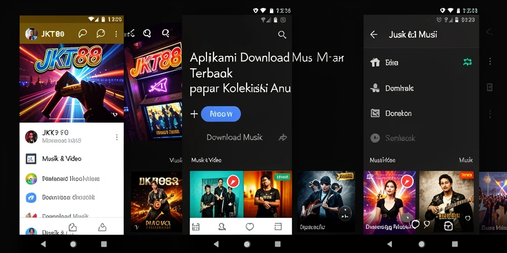 Tampilan antarmuka aplikasi JKT88 untuk Download Musik yang sederhana dan menarik.