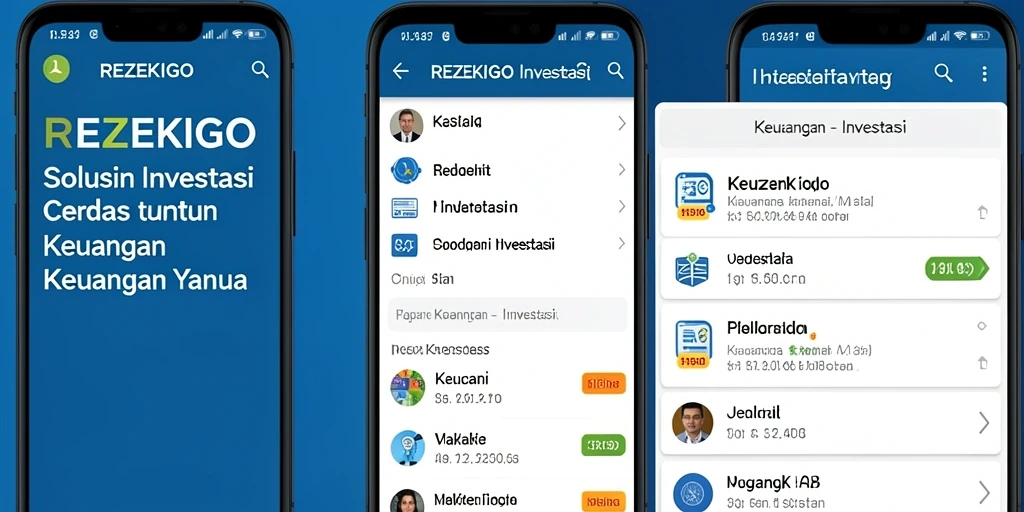 Antarmuka pengguna aplikasi REZEKIGO untuk investasi yang mudah digunakan.