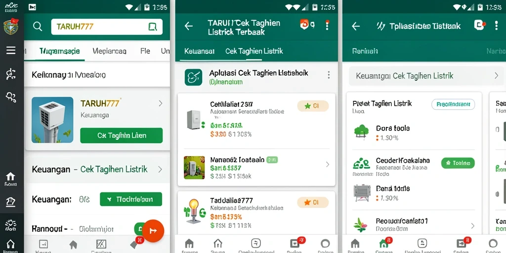 Antarmuka aplikasi TARUH777 untuk cek tagihan listrik yang mudah digunakan.